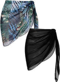 2 Pieces Women Beach Sarongs Sheer Cover Ups Chiffon Bikini Wrap Skirt for Swimwear S-XXL